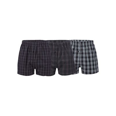 Set of three grey checked print woven boxers